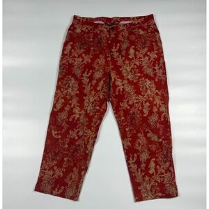 Lauren Ralph Lauren Pants Womens 18W Red Tan Paisley Stretch Low Waist Straight